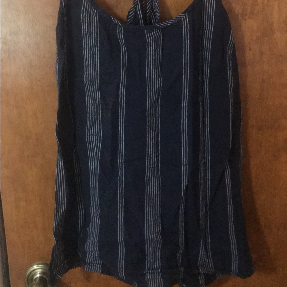 Navy and white striped tank top